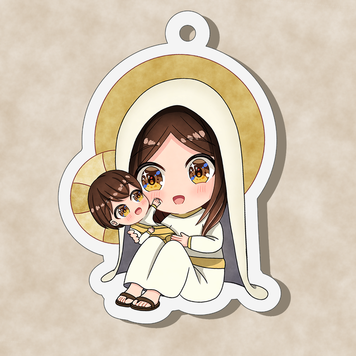 Chibi Mary and Jesus Keychain