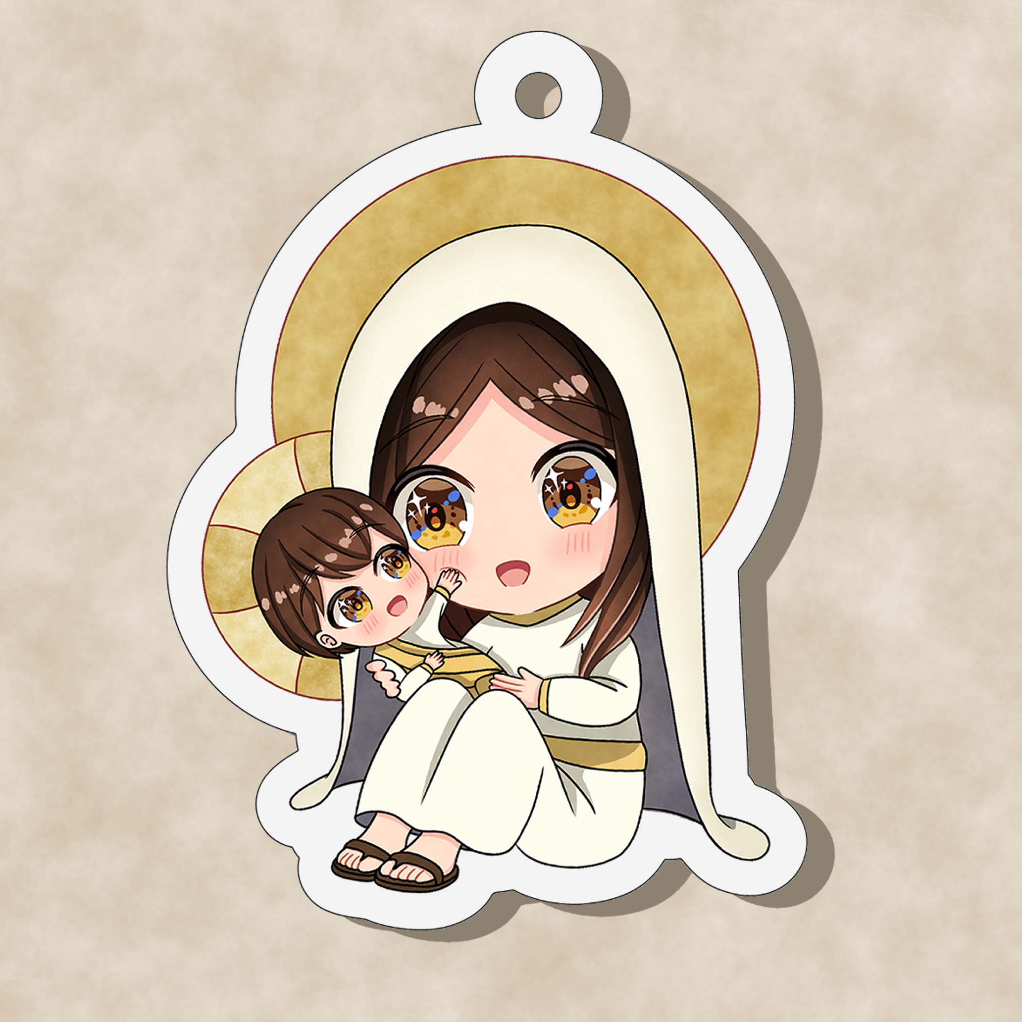 Chibi Mary and Jesus Keychain – Moe Maria